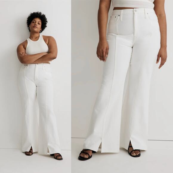 NWT Madewell Baggy Flare Split Hem Jeans Tile White Denim Size 31 - Picture 1 of 8